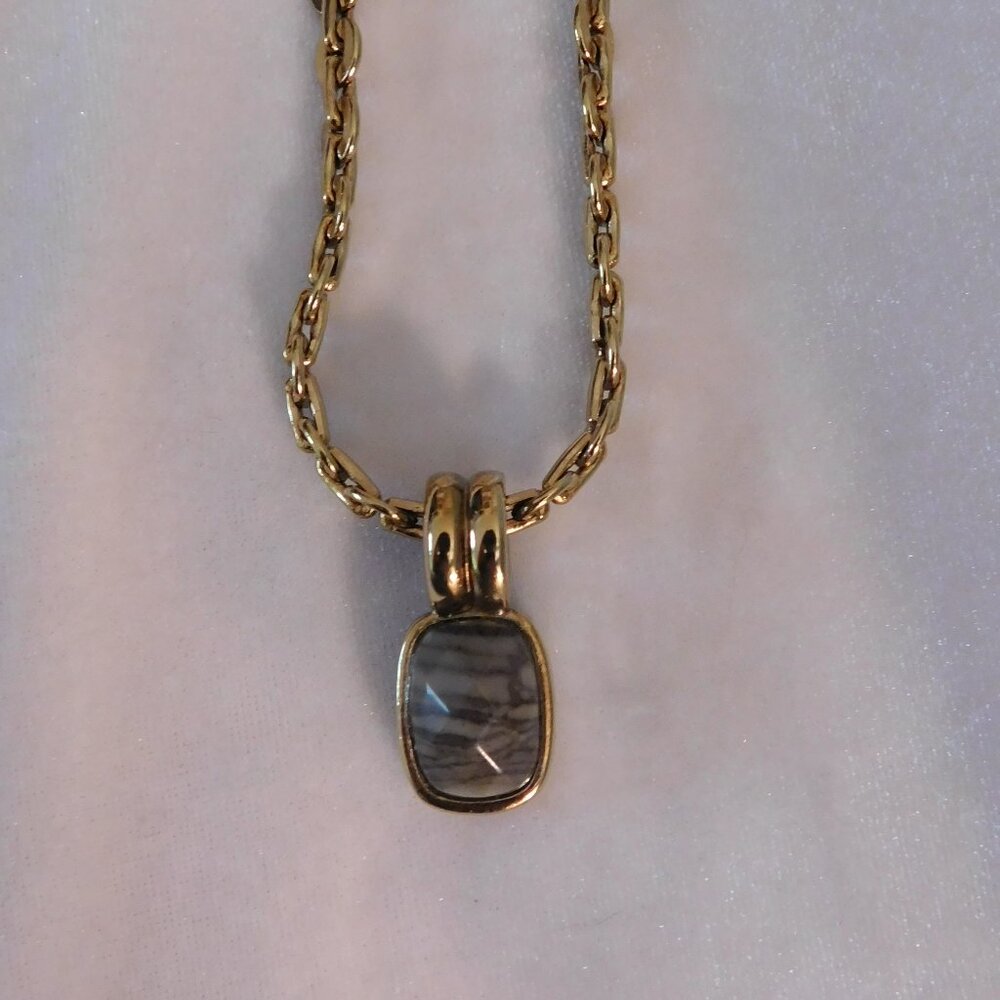 Men's Dyrberg/Kern Heavy Chain Necklace with Brown Onyx Stone